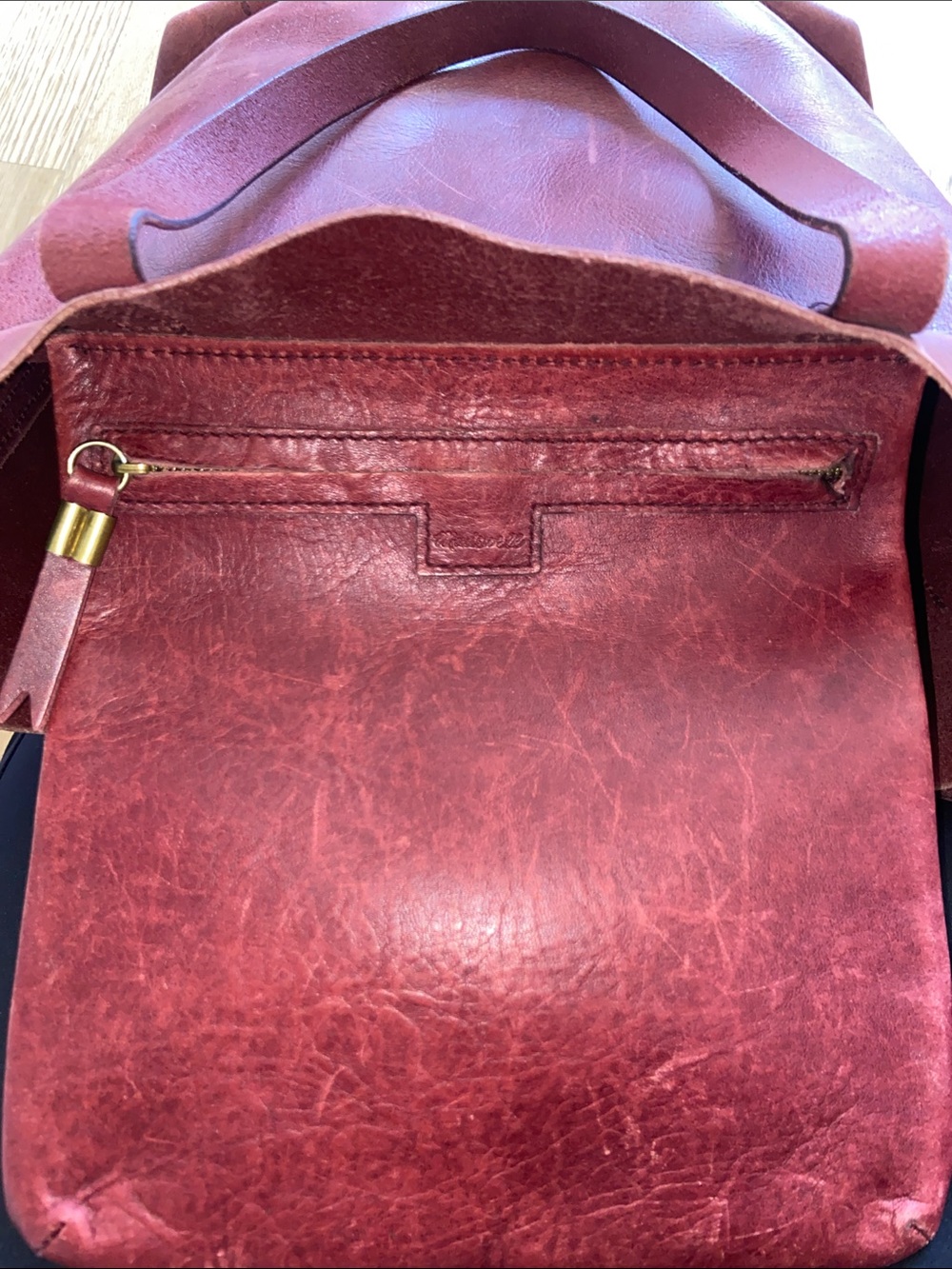 Madewell Essential Leather Tote Bucket Bag Handbag Totebag Mahogany 12”x13.5” - Picture 11 of 16